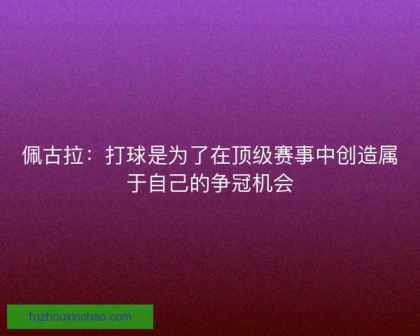 佩古拉：打球是为了在顶级赛事中创造属于自己的争冠机会